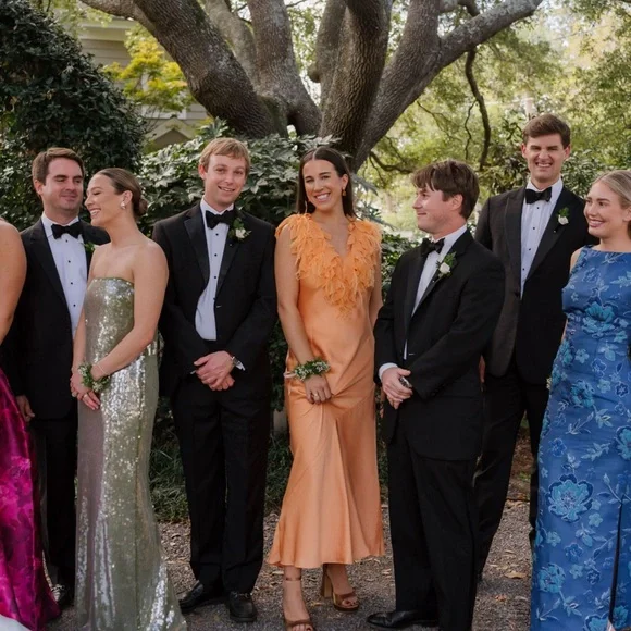 LoveShackFancy orange silk feather dress - Picture 3 of 5